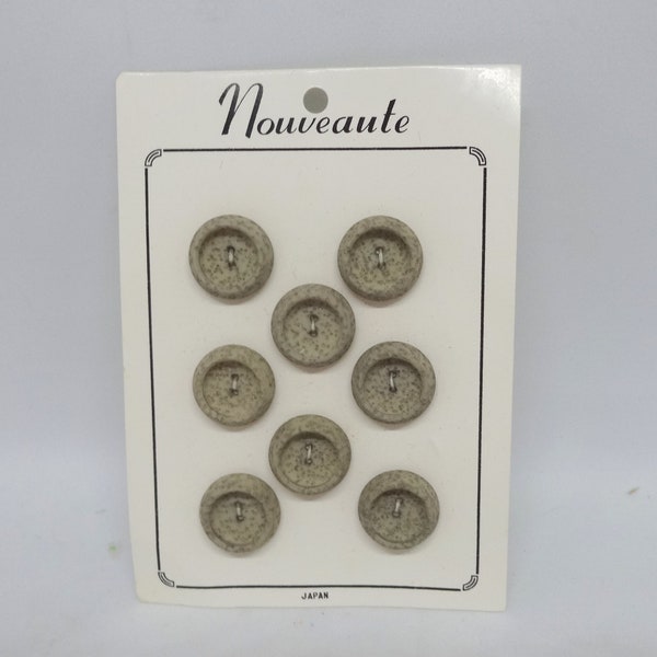 Set of 8 French Nouveaute Novelty Rock Look Buttons on Original Card, 7/8 Inch, Stone Look, Sewing Fasteners, Replacement, Made in Japan