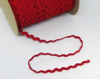 Red Braided Rayon Rick Rack Trim In 2-YARD Increments, 1/2 Inch Wide, Upholstery, Pillows, Curtains, Costumes, Dress Making, Home Sewing