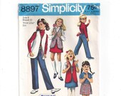 Simplicity 8897 Pattern for Girls' Super Jiffy Skirt, Pants, Reversible Vest, Size 8, From 1970, Simple Sew, Vintage Pattern, Home Sewing