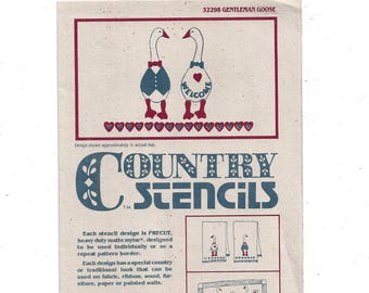 1990s  Country Precut Stencils for Gentleman Goose, Welcome with Hearts, For Linens, Walls, Vintage Decor, Regency Mills