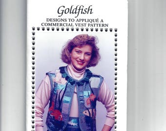 Goldfish Designs Only to Applique Vest Pattern, FACTORY FOLDED, UNCUT, From 1990, Critter Pattern Works, Vintage Pattern, Home Sewing Crafts