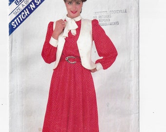 McCall's 8271 Stitch 'N Save-patroon voor missers' Jurk, hemd, maten 8 10, uit 1982, Easy Home Fashion naaien, Upcycle Supply cadeau