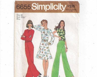 1970s Sewing Pattern for Toddler\u2019s Jiffy Dress or Top and Pants Simplicity 7364 Vintage Size 2