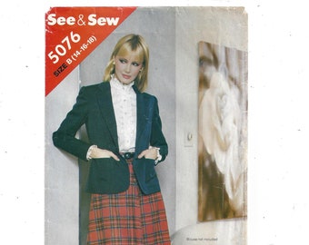 Modello See & Sew 5076 per giacca e gonna da donna, taglie 14, 16, 18, anni '80, di Butterick, Home Fashion Sewing