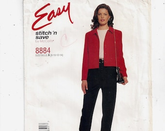 McCall's 8884 Stitch N Save-patroon voor damestop, broek, maat 8 10 12 14, uit 1997, eenvoudig naaien, naaien voor huismode,