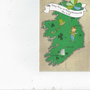 St Patrick's Day Karte von Forget Me Not, wünscht irisches Glück, signiert mit White-Out, Doppelfalte, Urlaubsandenken, Karte von Irland, Kobold