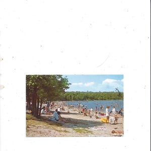Cartolina della spiaggia di Nicolet Bay, Peninsula State Park, Door County Wisconsin, non spedita ma con messaggio, anni '60, souvenir di viaggio, riciclo creativo
