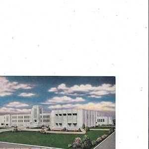 Carte postale Bailey Junior High School, Jackson Mississippi, bâtiment Art déco, sans affichage, des années 40, souvenir de voyage, fourniture de scrapbooking upcycle
