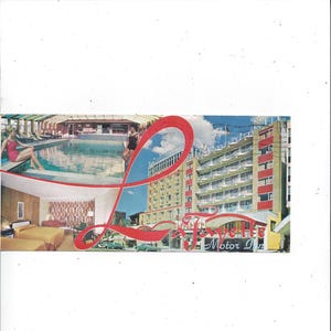 Lafayette Motel Motor Inn Długa pocztówka, Atlantic City, New Jersey, opublikowana w 1972 r. z wiadomością, znaczkiem 8 Cent, 3 odsłony, karta podróżna Upcycle
