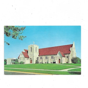 Westminster Presbyterian Church Postcard, Rockford Illinois, Unposted, Vintage 1960s, Carlson Photo, Travel Souvenir, Upcycle Scrapbooking