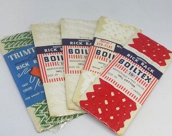 1950s-70s Packaged COTTON Rick Rack Trim, 3 Yard Each, Half Inch Wide, Size 29, La Salle, Tidy Trim, Wrights, Penneys, Coats, Boiltex,