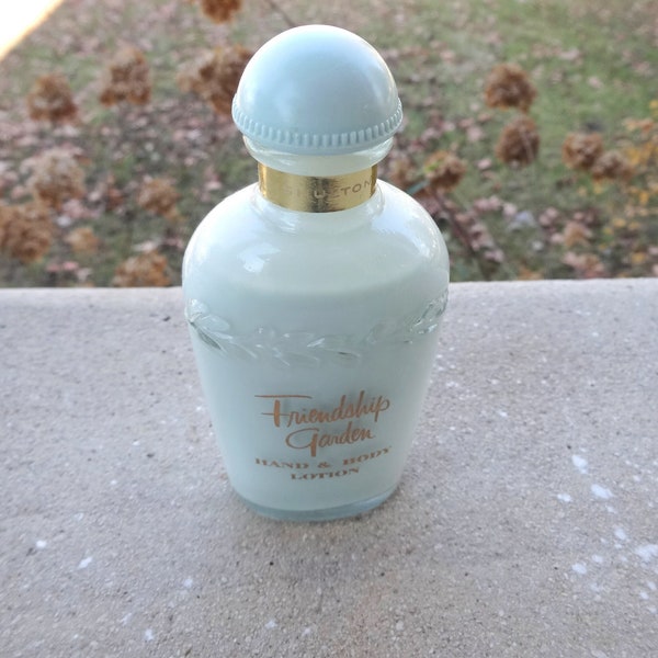 Friendship Garden Hand & Body Lotion, 2 oz Bottle, Full Content, Shulton Old Spice for Women, Vintage Vanity, From 1960s, Pretty Blue Cap