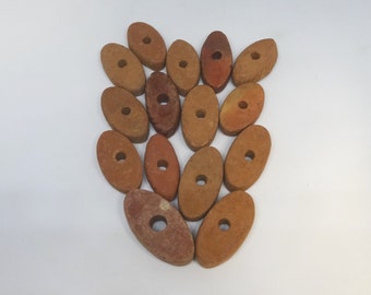 15 Pieces Red Terra Cotta Clay 2 Inch Beads with Hole in Middle, 1 Inch Wide, Etched Sides, Jewelry, Art, Macrame, Craft Supply