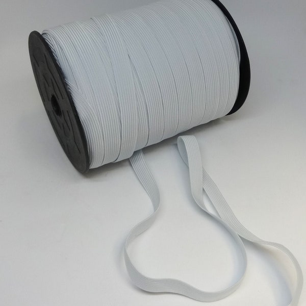 1/2 Inch White Braided Elastic IN 2-YARD Increments, Polyester, Rubber, Sewing Notions, Face Masks, Clothing, Lingerie