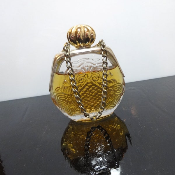 AVON Purse Petite Elusive Cologne with Chain Handle, 1.5 oz, 80% Content, Vintage Fragrance,  Bathroom Vanity Decor, Upcycle