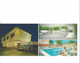 1960s Extra Long Postcard of Tuscaloosa TraveLodge, Alabama, Unposted, 3 Views, Vintage Travel Souvenir, 1217 24th Ave., Upcycle Scrapbook