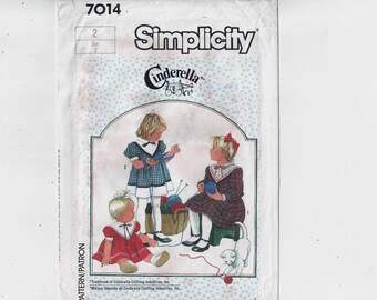 Simplicity 7014 Pattern for Toddlers' Dress in 3 Versions, Size 2, Cinderella Clothing, FACTORY FOLDED, UnCut, From 1985, Home Sew Fashion