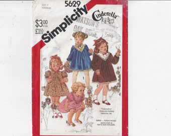 Simplicity 5629 Pattern for Toddlers' Dress, Size 1, Cinderella Clothing, From 1982, Home Sewing Fashion