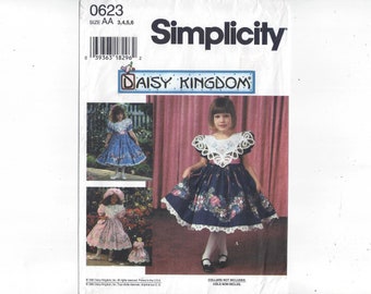 Simplicity 9976 0623 Daisy Kingdom Schnittmuster für Kinderkleid, Hut, Geldbörse, Größen 3 4 5 6, FACTORY FOLDED, UNCUT, Home Fashion Sewing, 1995
