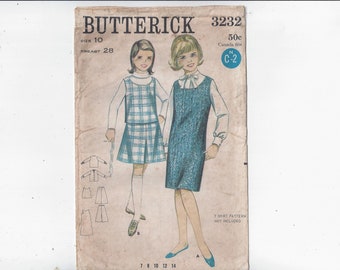 Butterick 3232 Pattern for Girls' Coordinates Jumper, Top, Skirt, Blouse,  Size 10, from 1960s, Vintage Home Fashion Sewing, Upcycle Supply