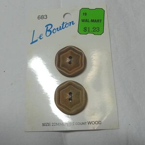 Tarjeta de botones de madera le bouton, coser a través del estilo, 7/8 pulgadas, 2 sobre tarjeta, Hecho en Francia, Artesanía, Proyectos de costura en el hogar, Suministro para la confección de vestidos