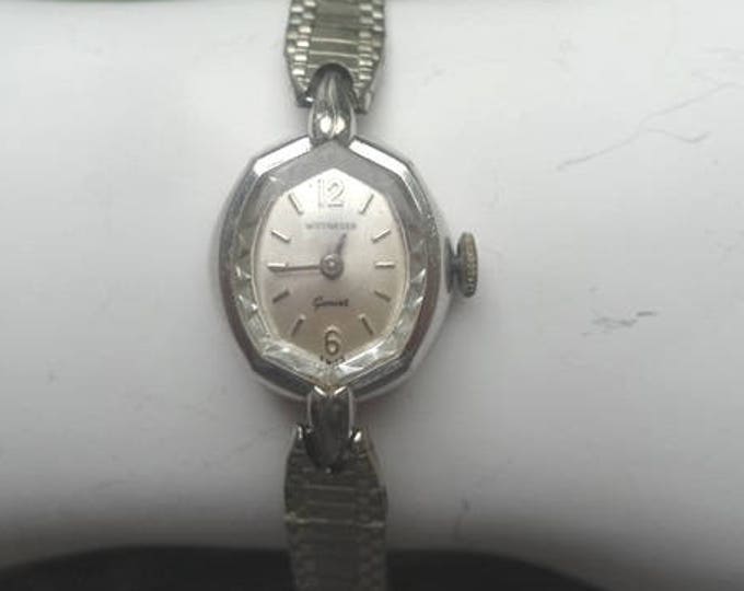 1950s Wittnaeur Geneve Lady's Watch, 10K RGP Bezel, 10K Gold Plate ...