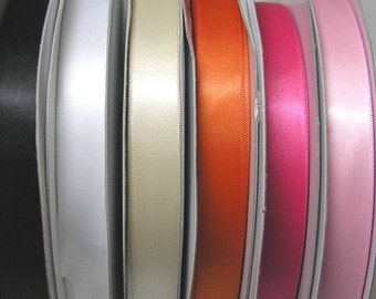 Satin Ribbon in 6 Colors, 5/8 Inches Wide, 5 Yards for 1 Money, Hair Bows, Crafts, Gift Boxes, Home Decor