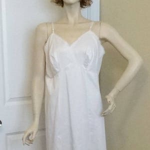 1960s Full Slip in LARGE White to Ivory, Lace Trim, Van Raalte, Nylon, Size 42, Whole Petticoat, Mid Century, Made USA, 2 Lengths, Lingerie