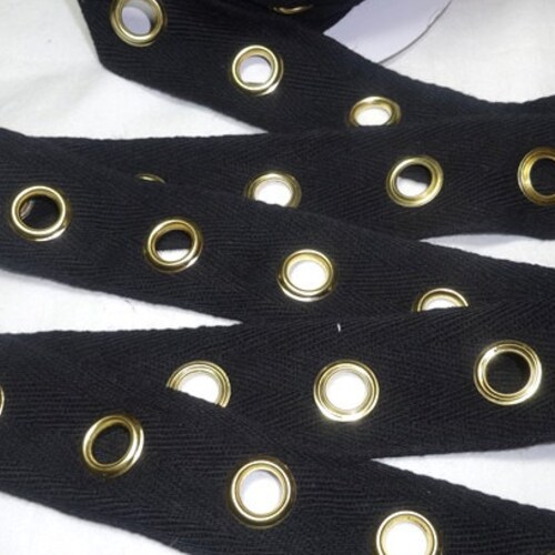 Jumbo Black Eyelet Grommet Twill Tape GOLD Eyes 1 3/8 In. Etsy