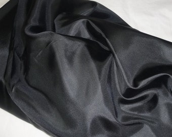 Tissu de doublure en satin noir en polyester, l'yard, 44 pouces de large, poids moyen, tissu de couture maison, doublure pour confection de robes, doublure à la mode