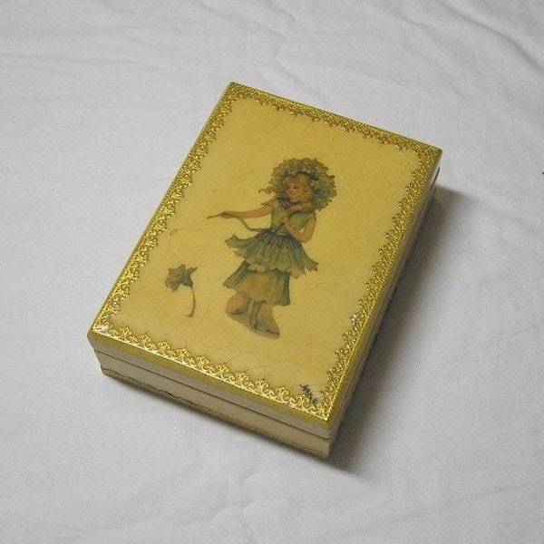 Vintage 1971 Small Decoupage Jewelry or Trinket Box with Art by M Dulk, Signed by Maker, Cute Box for Storage with Victorian Lady on Front