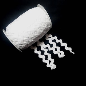 Bordure à coudre Rick Rack de 2,5 cm (1 po.) en blanc, par incréments de 2 yards, polyester, taille 49, chevrons à coudre, articles de mercerie, décoration d'intérieur, oreillers, rideaux