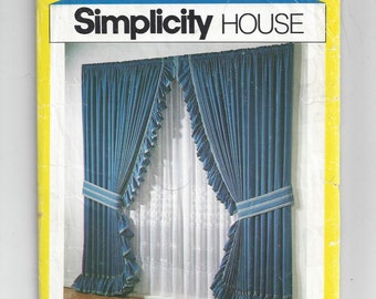 Simplicity House 202 Pattern for 10 Window Treatments, Shirred, Theatre, Opera,Tab, Criss Cross, Cafe Curtains & 4 Shades, From 1981