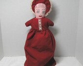 1970s Vintage Topsy Turvy Little Red Riding Hood Rag Doll, Grandma, and The Big Bad Wolf, Painted Faces, Red Gingham Dress, Dark Red Dress
