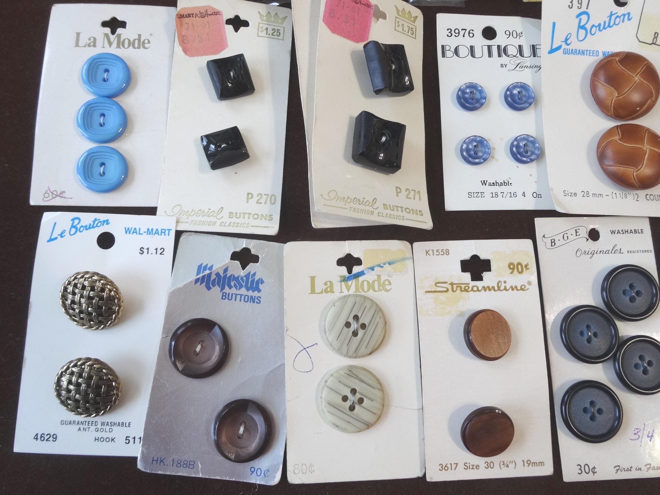 Stream Line Sewing Buttons Numbers Choice of Vintage Buttons on Original Cards, Choose From La Mode ...