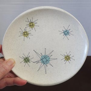 Franciscan Ware Starburst Bread Dessert Plate, Atomic Design, Mid Century Modern Dishes, NO Chips, Pottery Wares, Made USA, Upcycle Dining