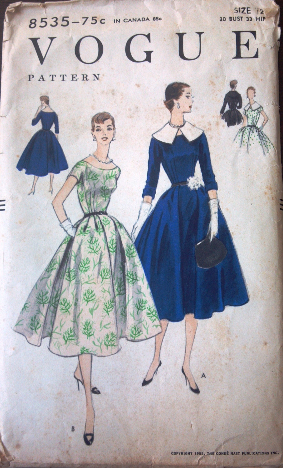 Vogue 8535 Pattern for Dress With Reversible Collar Size 12 - Etsy