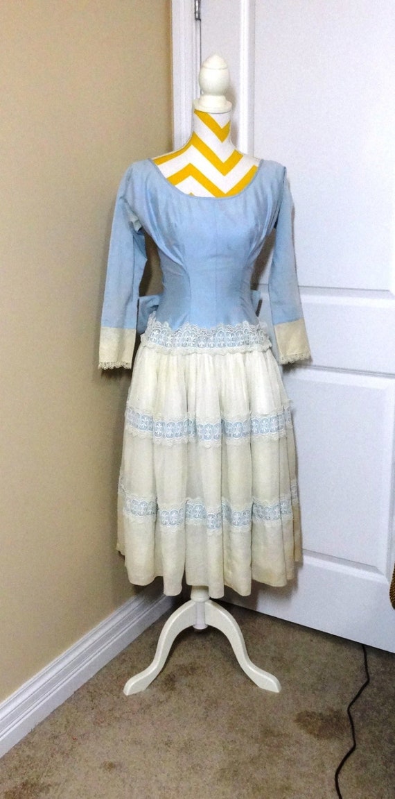 1950s Dress, Original Taffy's of California Blue … - image 1