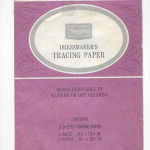 Sears kalkerpapper i originalförpackning, 6 vita, 3 lila, några begagnade, sömnadsdetaljer bild 1
