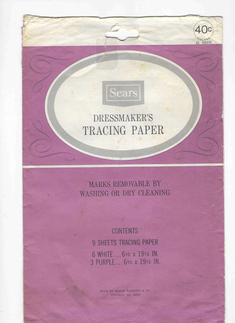 Sears kalkerpapper i originalförpackning, 6 vita, 3 lila, några begagnade, sömnadsdetaljer bild 1