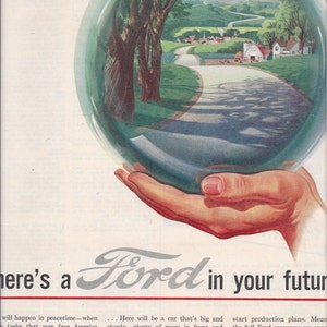 1950s McCall&#39;s Ad for Ford Motor Company featuring The Ford Show, Tennessee Ernie Ford, Vintage Advertising, Vintage Car Ad, Ephemera Ad