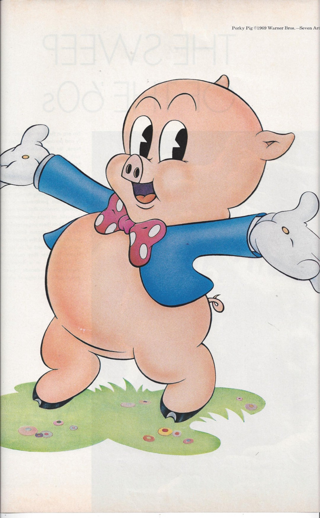 1969 Porky Pig Colorful Magazine Ad With Kennedy Story on