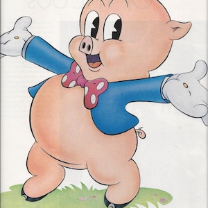 Pubblicità colorata di Porky Pig del 1969 con la storia di Kennedy sul retro, Warner Brothers, effimeri di carta, pubblicità, album di ritagli, beni di riciclo