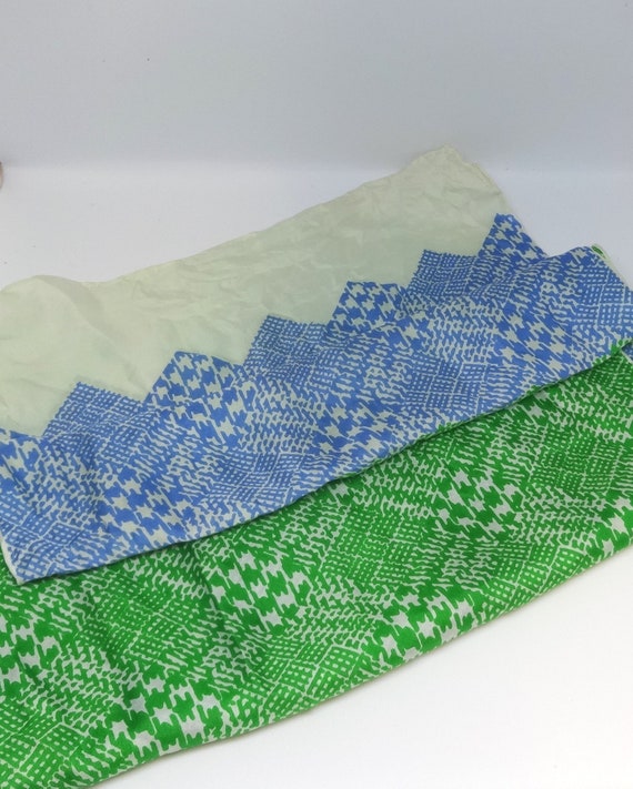 1950s-60s Glentex Silk Tie Scarf in Blue and Gree… - image 3