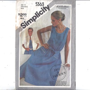 Simplicity 5363 Pattern for Misses&#39; Fast Fabulous Pullover Dress, Jacket,  Size 10 12 14, From 1981, ALL Sizes & Pieces There, Upcycle Sew