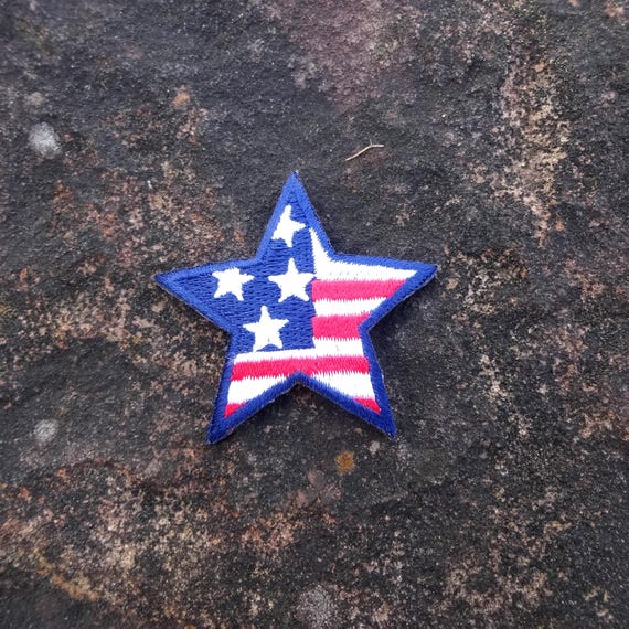 Flag Star Embroidered Applique, Red, White, Blue, 2 Inches, July 4th, Independence Day, Home Sewing, Iron or Sew On