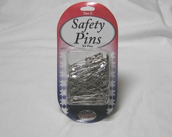 Nickel Safety Pins, Package of 55, Size 3, by Sullivans, The Quilt Shop, Basting, Home Sewing & Craft Projects, Notions