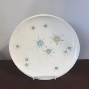 Franciscan Ware Starburst Dinner Plate, Atomic Design, Mid Century Modern Dishes, Vintage Pottery Wares, Made USA, Upcycle Dining, 11 x 10