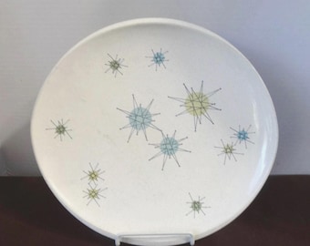 Franciscan Ware Starburst Dinner Plate, Atomic Design, Mid Century Modern Dishes, Vintage Pottery Wares, Made USA, Upcycle Dining, 11 x 10