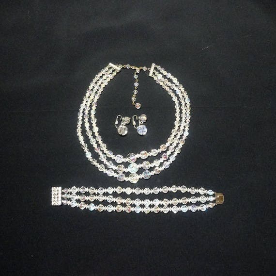 3 Piece Glass Necklace, Bracelet, Earrings Set, 1… - image 4